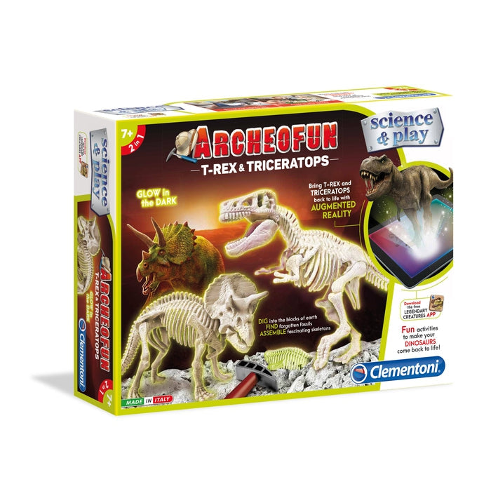 Archeofun T-Rex and Triceratops - Glow in the dark